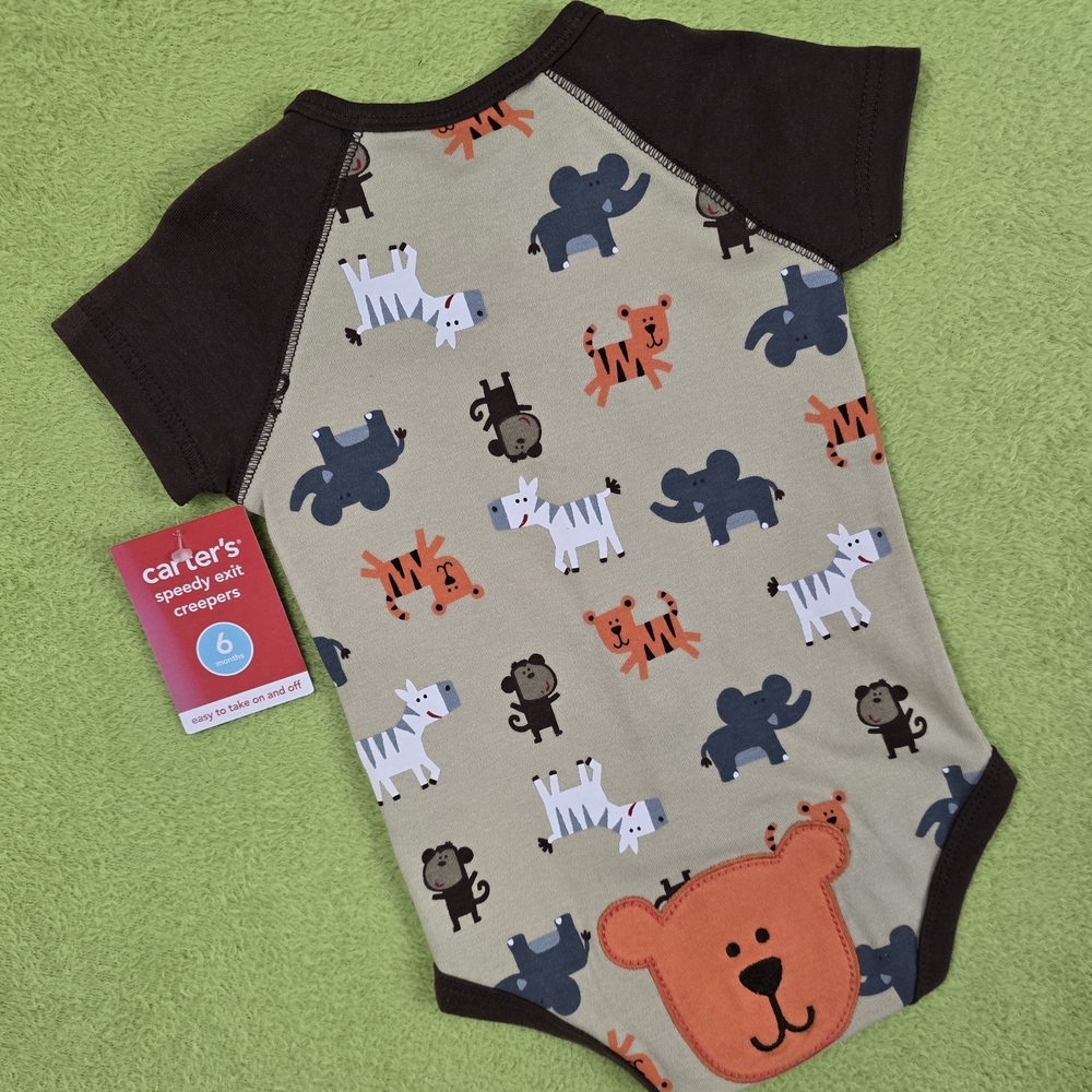 NWT NEWBORN Baby BOYS CREEPER ROMPER BODYSUIT LION ZEBRA MONKEY ELEPHANT (M3)